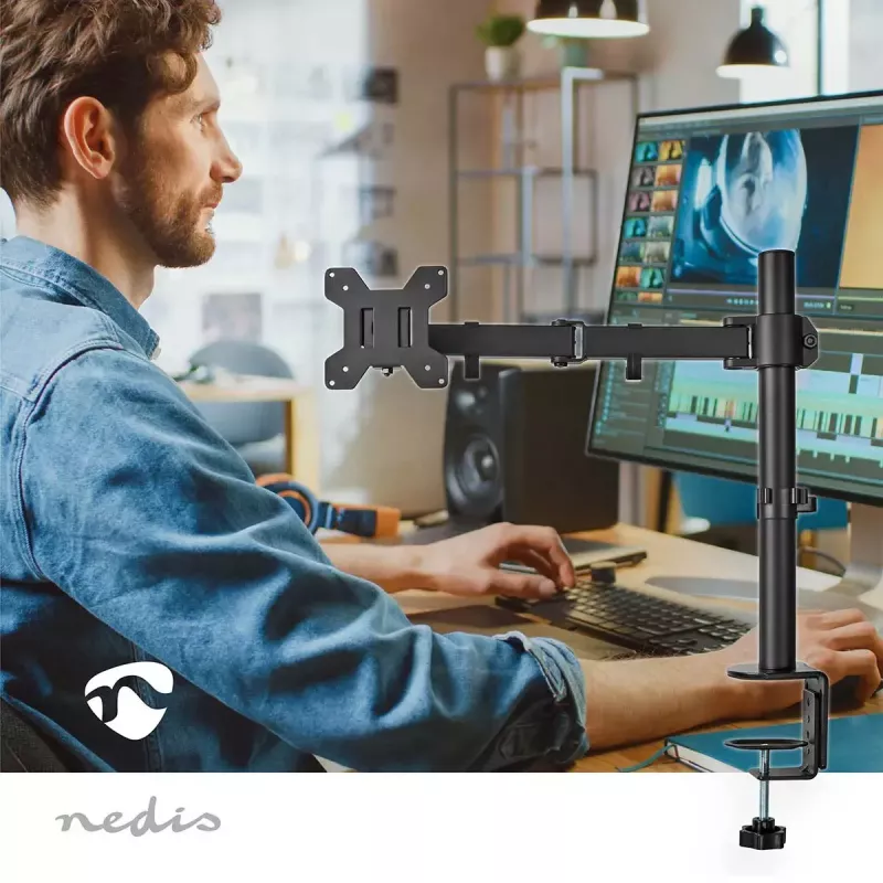 Monitorhalterung Nedis MMSIS110BK 81,3 cm 32 Zoll Schwarz Schreibtisch