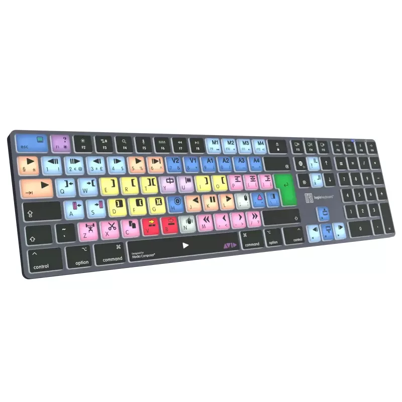 Full-size Bluetooth-Tastatur LogicKeyboard LKB-MCOM4-TM — QWERTZ deutsches Layout, 109 Tasten, Titanium grau
