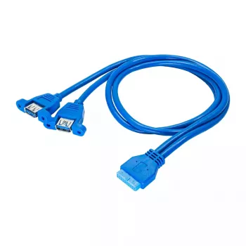 Akyga AK-CA-62 internes USB-3.0-Adapterkabel, 19-Pin-Header auf 2 x USB-A-Buchse, 0,65 m
