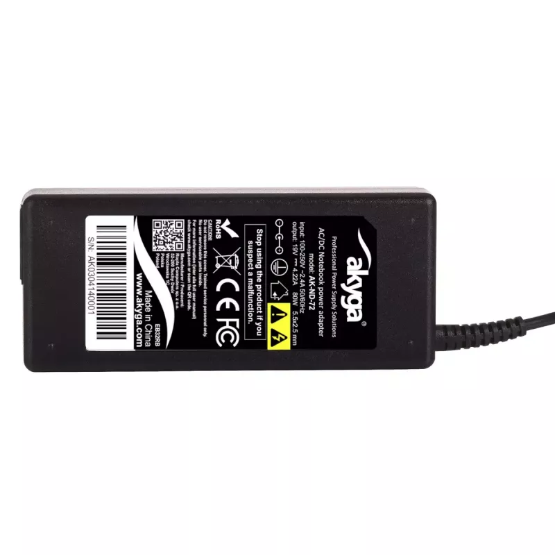 Akyga AK-ND-72 Netzteil für Toshiba-Laptops und Zebra-Drucker, 80 W, 19 V, 4,22 A, 5,5 x 2,5 mm
