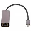 Akyga AK-AD-65 USB-C-auf-Gigabit-Ethernet-Adapter, RJ45, 15 cm, silber