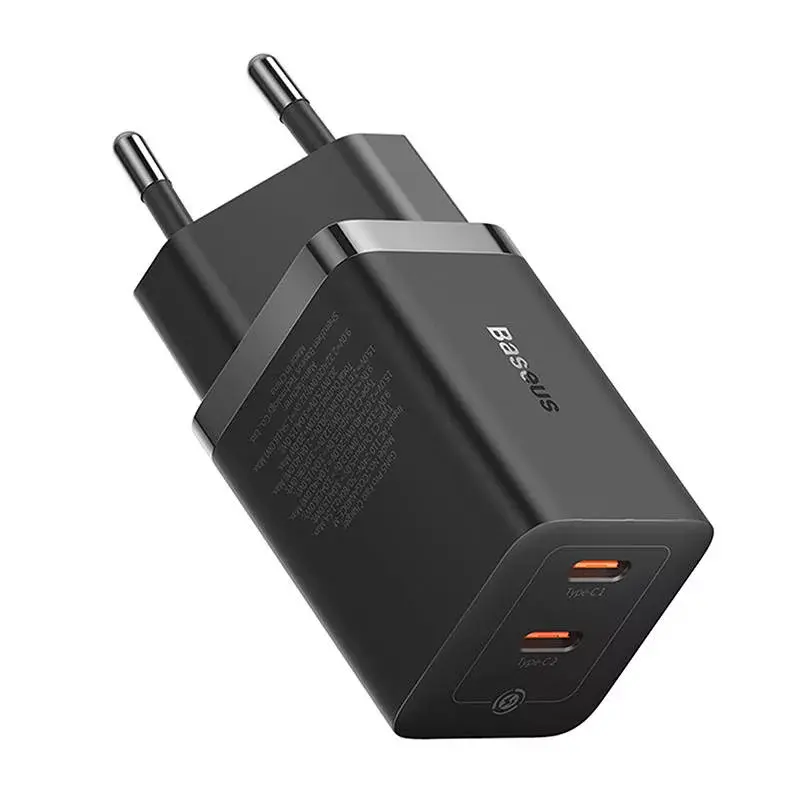 Baseus Wandladegerät GaN5 40 W, 2x USB-C (Schwarz)