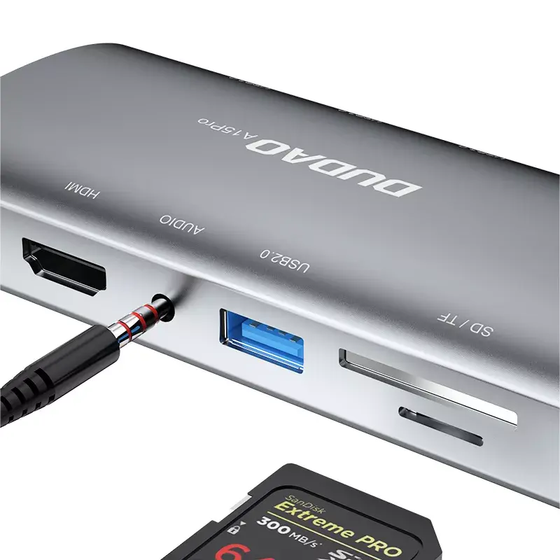 Laptop Dock DUDAO A15PRO Kabelgebunden USB 3.2 Gen 1 Type-A Type-C Grau