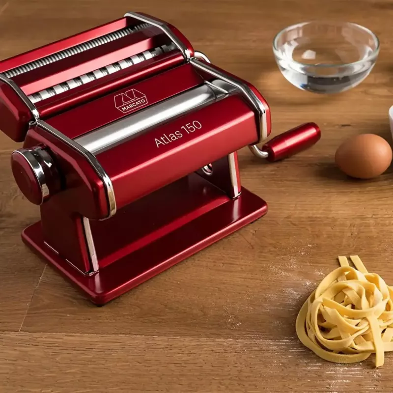 Marcato Atlas 150 Rossa Nudelmaschine mit Nudelrad, Rot
