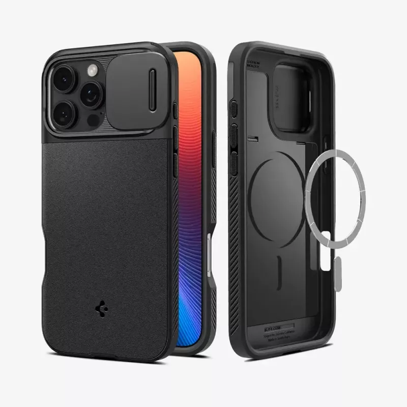 Spigen Optik Armor Handyhülle Cover Schwarz für iPhone 16 Pro