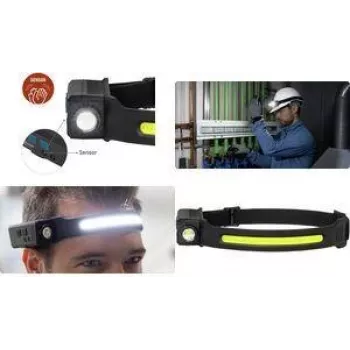 ANSMANN LED-Kopflampe HD240RS, 240 Lumen, wiederaufladbar schwarz, mit Sensor, COB- & Spot-LED, 5 Leuchtfunktionen, - 1 Stück (1600-0765)