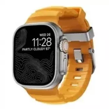 NOMAD Rocky Point Band - Armband für Apple Watch 46mm/49mm mit FKM und Titan (sol, natürliche Hardware)