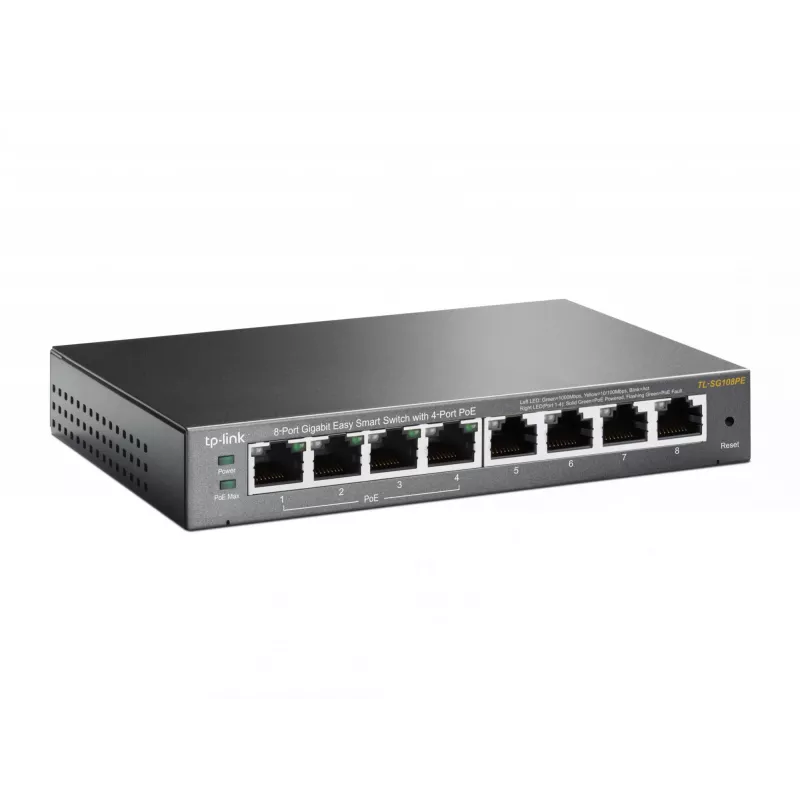 TP-Link 8-Port Gigabit Easy Smart Switch mit 4-Port PoE, Managed, L2, Gigabit Ethernet (10/100/1000), Power over Ethernet (PoE)