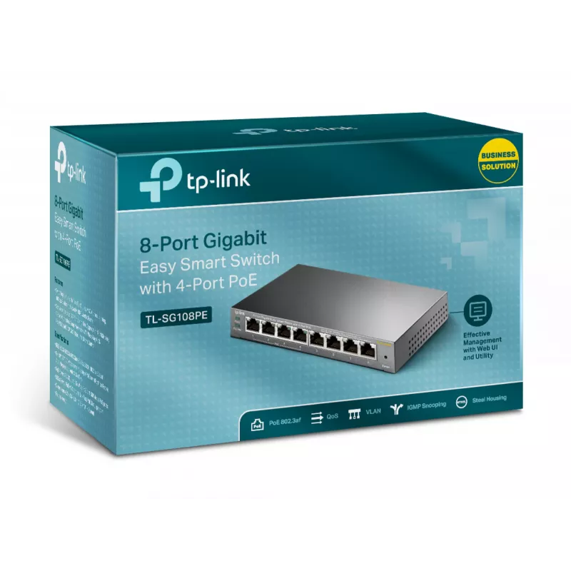 TP-Link 8-Port Gigabit Easy Smart Switch mit 4-Port PoE, Managed, L2, Gigabit Ethernet (10/100/1000), Power over Ethernet (PoE)