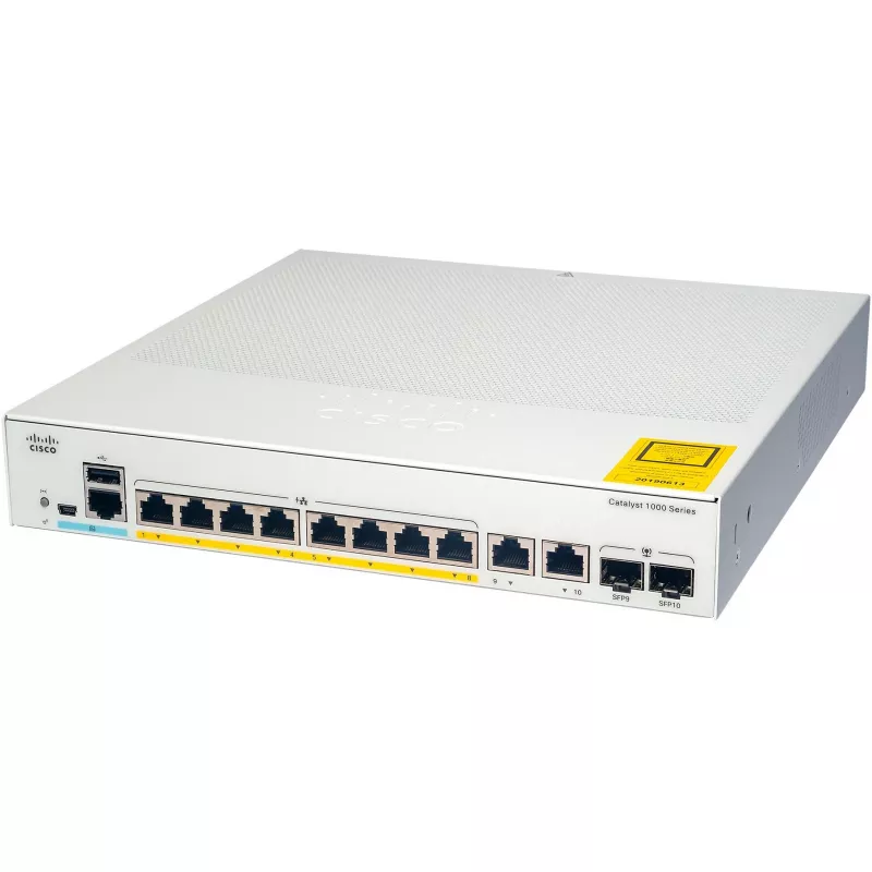 Cisco - Catalyst 1000-8T-2G-L - Switch - managed - 8 x 10/100/1000 + 2 x Combo Gigabit SFP (Uplink)