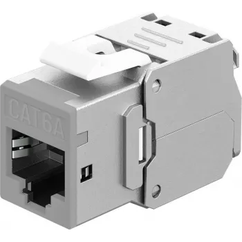 Goobay Keystone-Modul RJ45 CAT 6A, STP, schlank, Hellgrau (77946)
