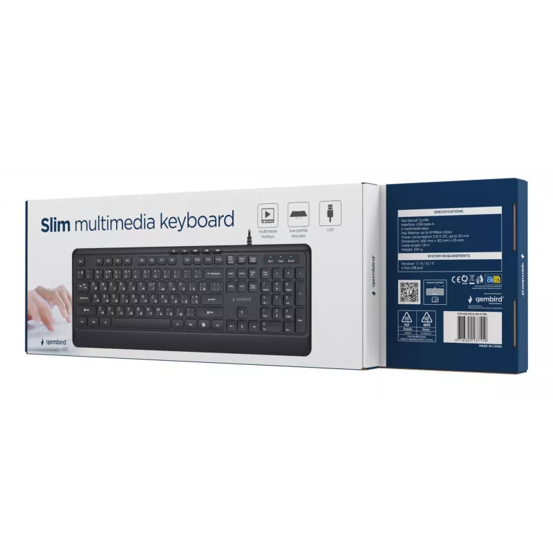 Tastatur Multimedia USB CYRILL/SCHWARZ KB-MCH-05-CYRL Gembird