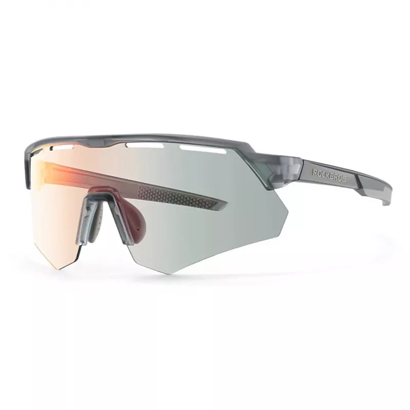 Rockbros 189114 polarisierte Fahrradbrille mit UV-Schutz und Sehstärkeneinsatz, grau