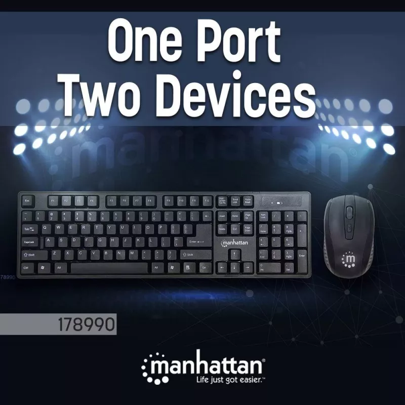 Manhattan 178990 kabelloses Tastatur- und Maus-Set, Schwarz