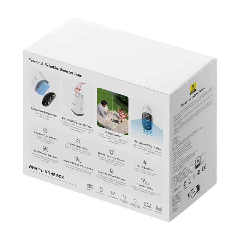 N1 Baseus 2K Outdoor-Kamera Set 3er-Packung (weiß)