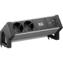 BACHMANN DESK2 ALU Schwarz 2xCEE7/3, 1xUSB C/C 65W L=0,2m (BM0022046)
