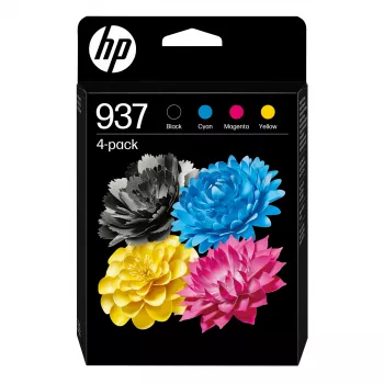 HP 937 CMYK Original-Tintenpatrone 4er-Pack, Standardreichweite, Schwarz, Cyan, Magenta, Gelb, 4 Stk., 1250 Seiten, 800 Seiten, Kombipack