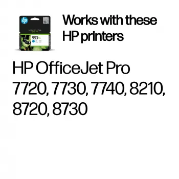 HP 953XL High Yield Cyan Original Druckerpatrone, Hohe Kapazität, Cyan, Pigmenttinte, 18 ml, 1 St., Einzelpackung