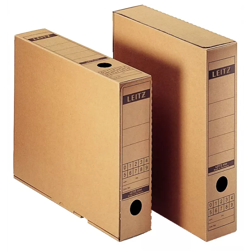 Leitz 6084-00-00 Archivbox mit Klappe, A4, Naturwellpappe, 70x265x325 mm