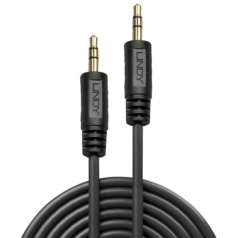 Lindy 20m Premium Audio 3,5mm Klinkenkabel, 3,5mm, Stecker, 3,5mm, Stecker, 20 m, Schwarz