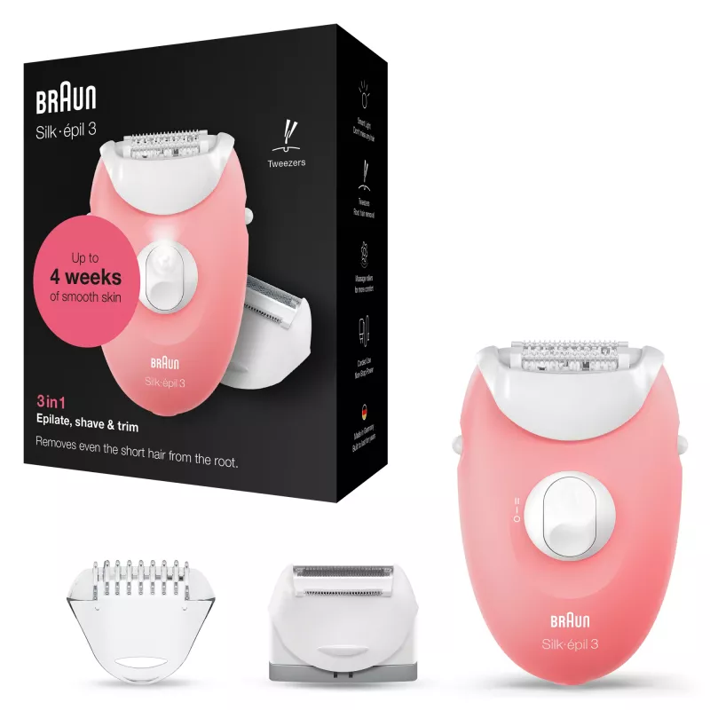 Braun Silk-epil 3-277 Epilierer, weiß/pink