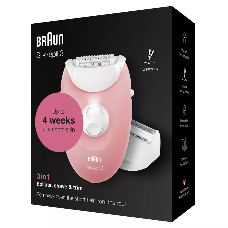 Braun Silk-epil 3-277 Epilierer, weiß/pink