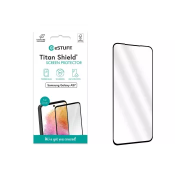 eSTUFF Samsung Galaxy A57 Displayschutzfolie. Vollabdeckung aus gehärtetem Glas. Titan Shield 1 Stck.