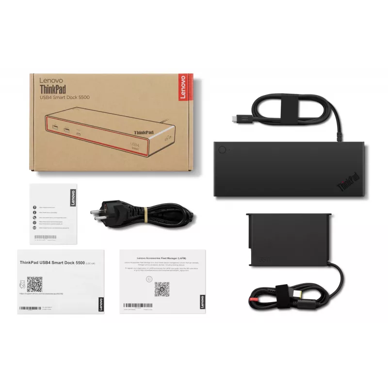 Lenovo ThinkPad USB4 Smart Dock 5500 mit 135W Netzteil Kabelgebunden Schwarz
