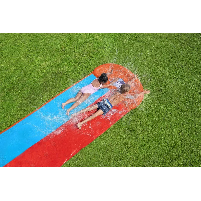 Bestway H2OGO! Doppel-Wasserrutsche mit Tsunami-Splash-Rampe 4,88 m