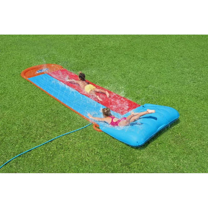 Bestway H2OGO! Doppel-Wasserrutsche mit Tsunami-Splash-Rampe 4,88 m