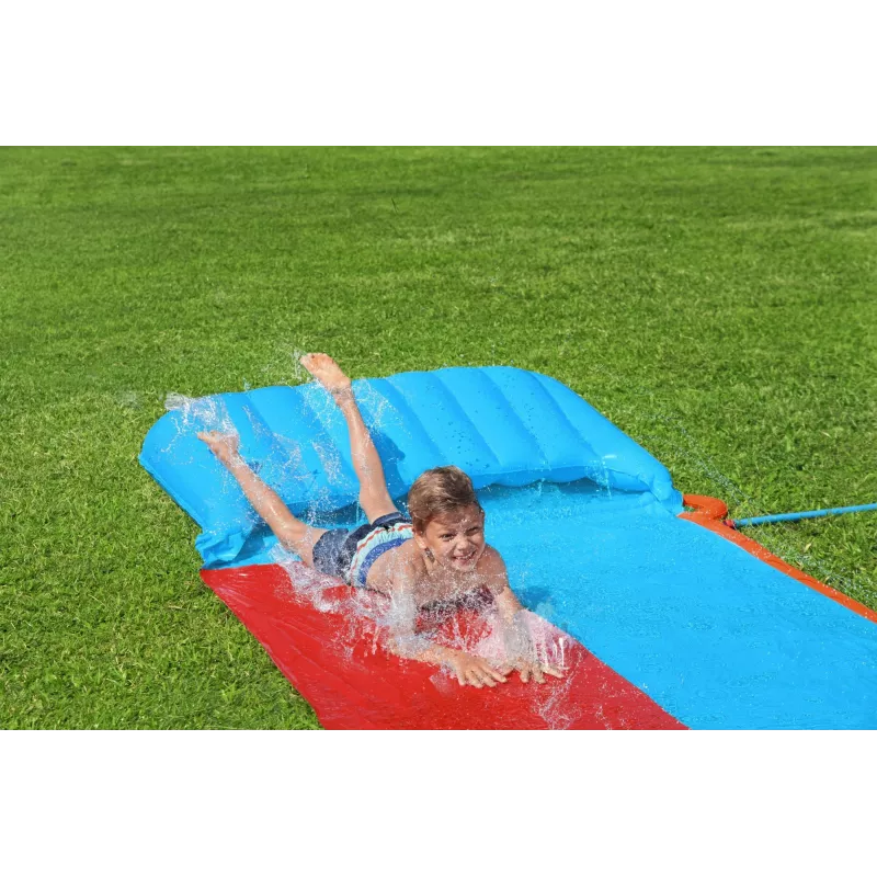 Bestway H2OGO! Doppel-Wasserrutsche mit Tsunami-Splash-Rampe 4,88 m