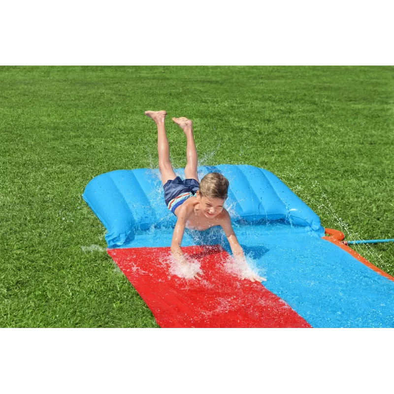 Bestway H2OGO! Doppel-Wasserrutsche mit Tsunami-Splash-Rampe 4,88 m