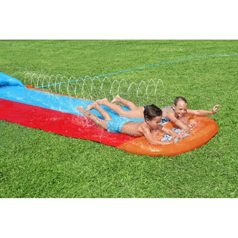 Bestway H2OGO! Doppel-Wasserrutsche mit Tsunami-Splash-Rampe 4,88 m