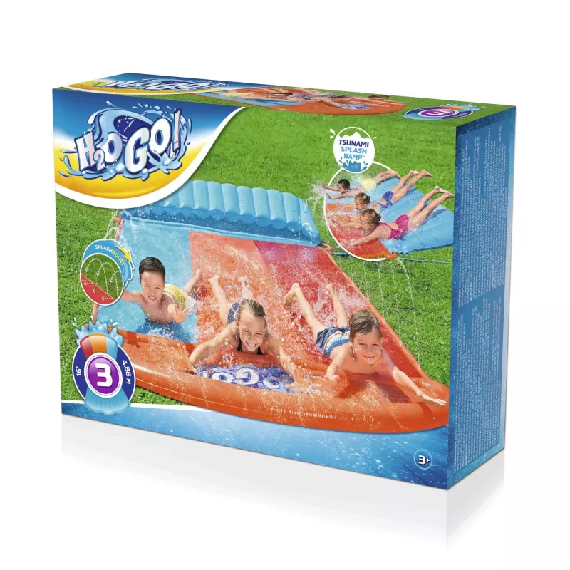 Bestway H2OGO! Triple-Rutsche mit Tsunami Splash Rampe 4,88 m
