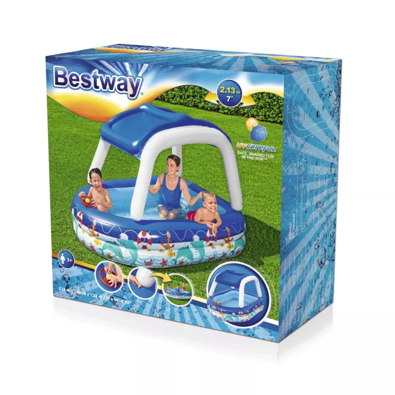 Bestway Sea Captain Aufblasbarer Familienpool mit UV Careful Sonnensegel