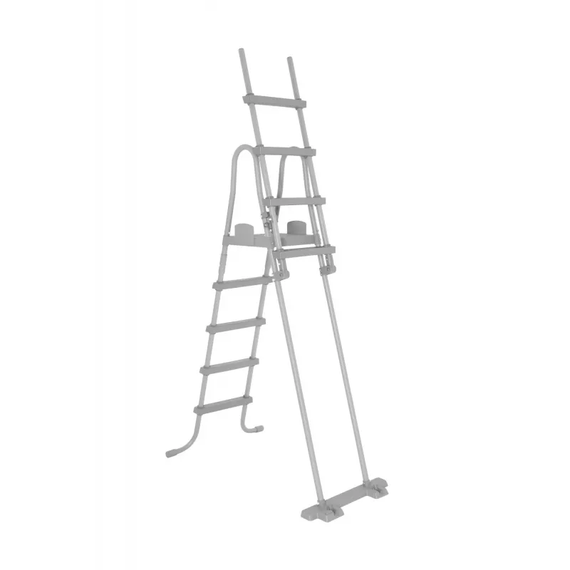 Bestway Flip & Lock Aufstellpoolleiter 1,32 m, Leiter, Grau, Metall, Kunststoff, 150 kg, 4 Stufen, EN16582