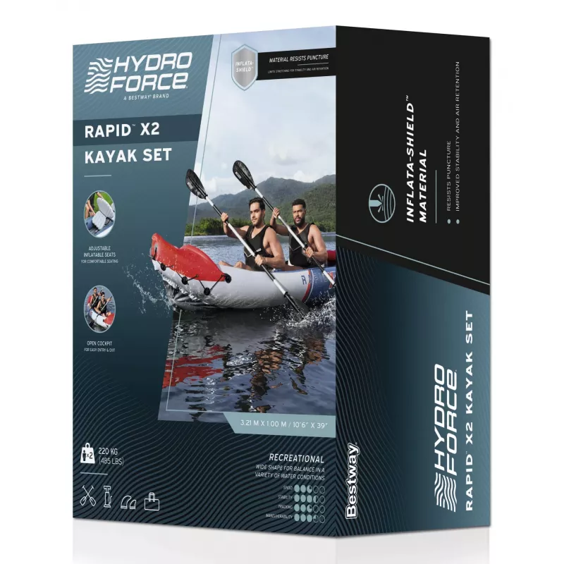Bestway Hydro Force Rapid X2 Aufblasbares 2-Personen-Kajak-Set 3,21 m