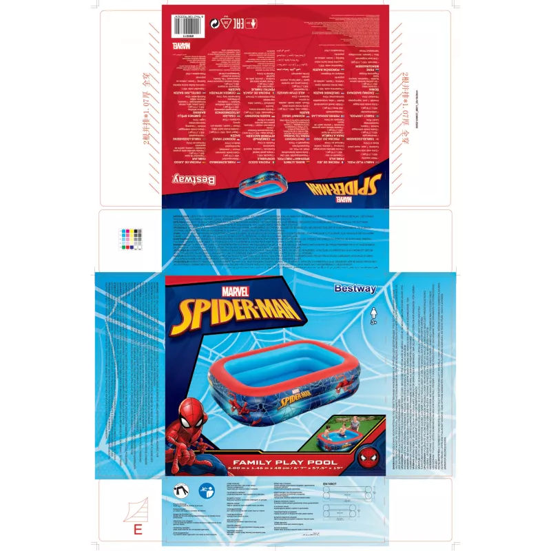 Bestway Spielpool, Aufblasbarer Pool, 450 L, Rechteckig, 6 Jahr(e), Spider-Man, Vinyl