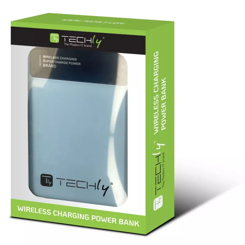 Techly I-CHARGE-10LCDBL Powerbank Lithium-Polymer (LiPo) 10000 mAh Kabelloses Laden Blau