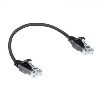 ACT Schwarz 0,15 Meter LSZH U/UTP CAT6 Rechenzentrum Slimline-Patchkabel rastnasenfrei mit RJ45-Steckern