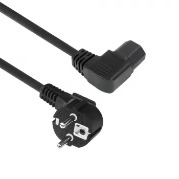 ACT Stromkabel Netzstecker CEE7/7 Stecker (gewinkelt) - C15 (gewinkelt links) IEC60320 schwarz 2 m