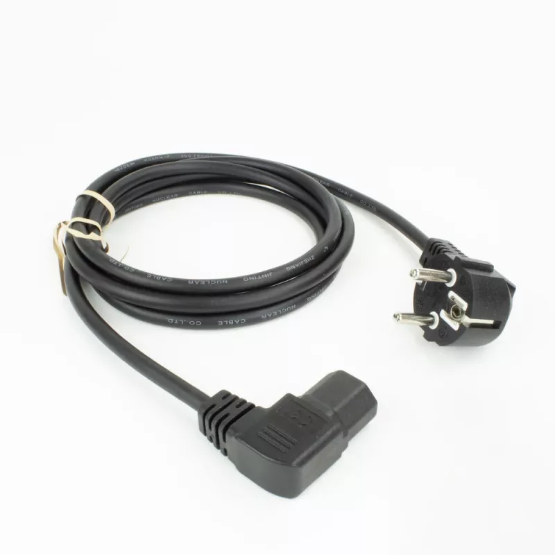 ACT Stromkabel Netzstecker CEE7/7 Stecker (gewinkelt) - C15 (gewinkelt links) IEC60320 schwarz 2 m