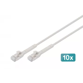 DIGITUS CAT 6A F-FTP Angled Patch Cable, Copper, 1,5 m, Grey, 10 Stück