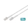 DIGITUS CAT 6A F-FTP Angled Patch Cable, Kupfer, 2 m, Grau, 10 Stück