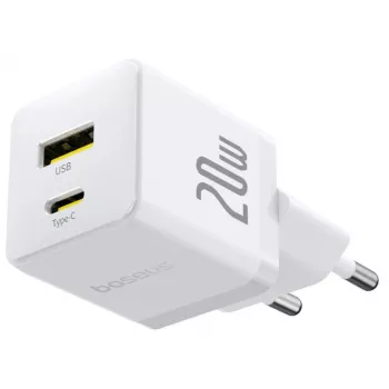 Baseus Palm 20W USB-C + USB-A Wandladegerät, Weiß