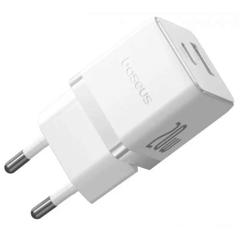 Baseus Palm 20W USB-C + USB-A Wandladegerät, Weiß