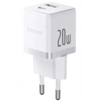 Baseus Palm 20W USB-C + USB-A Wandladegerät, Weiß