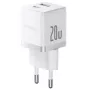 Baseus Palm 20W USB-C + USB-A Wandladegerät, Weiß