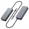 CONCEPTRONIC USB-C auf 2x Gigabit Ethernet + 2x USB-A 3.2 Gen 1 Adapter, 0,3m, Grau