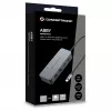 CONCEPTRONIC USB-C auf 2x Gigabit Ethernet + 2x USB-A 3.2 Gen 1 Adapter, 0,3m, Grau